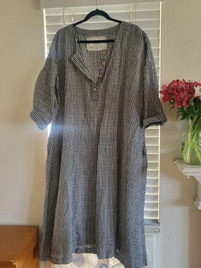 notPERFECTLINEN Sarah Quarter Button Maxi Heavyweight Linen Dress, One Size